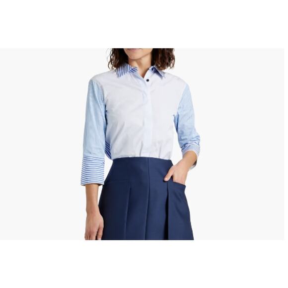 CO Tops - CO Essentials Blue & White Striped Cotton Poplin Shirt NEW Size Small